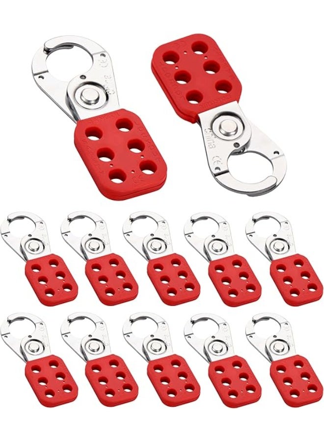 Tamper-Resistant and Impact-Resistant Lockout Hasp with 6 Interlocking Holes, 12 Pieces, Red Color. - Image 1